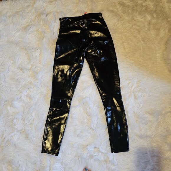 Spanx faux black patent leather leggings, women's size S/P new - Picture 2 of 3